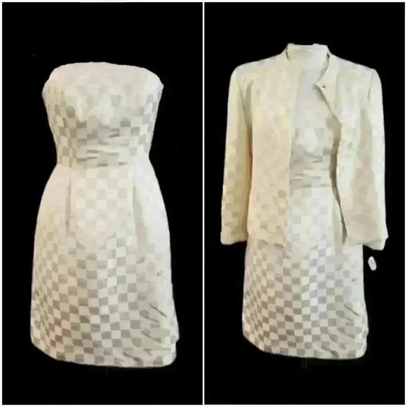 Vtg 1970s Strapless Dress & Jacket RARE NOS satin sz 8 NWT $1200 bride formal - Picture 1 of 16